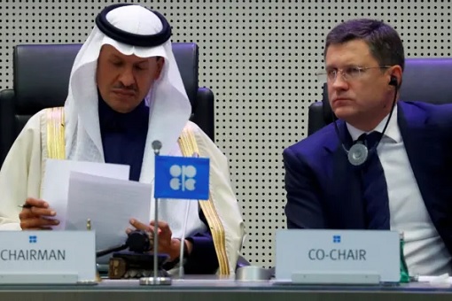 Saudi Arabia Minister of Energy Prince Abdulaziz and Russian Energy Minister Alexander Novak