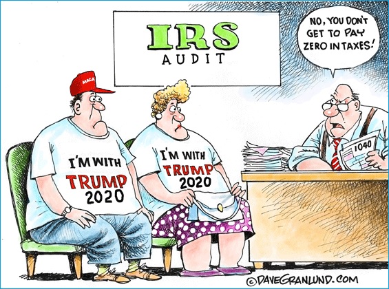 Donald Trump 2020 - Zero Income Tax - IRS - Cartoon