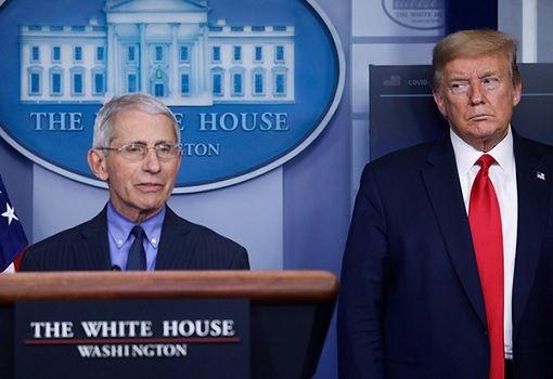 Dr Anthony Fauci and President Donald Trump
