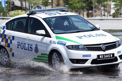 Scanning and Registering MySejahtera at Petrol Station - Police Car