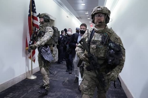 US Capitol Riot Photo - FBI SWAT in Hall of Capitol