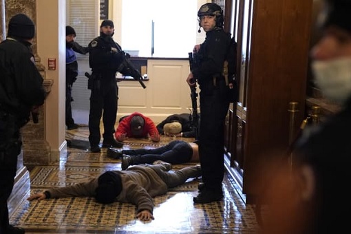 US Capitol Riot Photo - Police Detain Protesters Inside Capitol