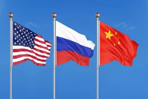 Flags - United States, Russia and China