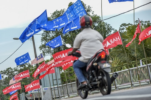 Flags - Barisan Nasional and Pakatan Harapan