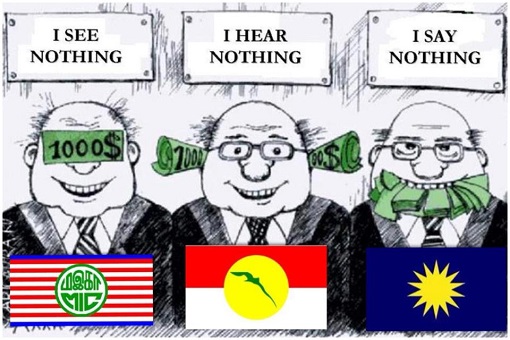 UMNO-MCA-MIC - See Nothing, Hear Nothing, Say Nothing - Cartoon
