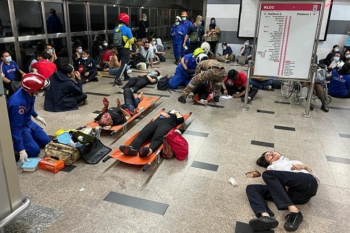 LRT Light Rail Transit - Trains Crash Collision - Injured Blood on Floor