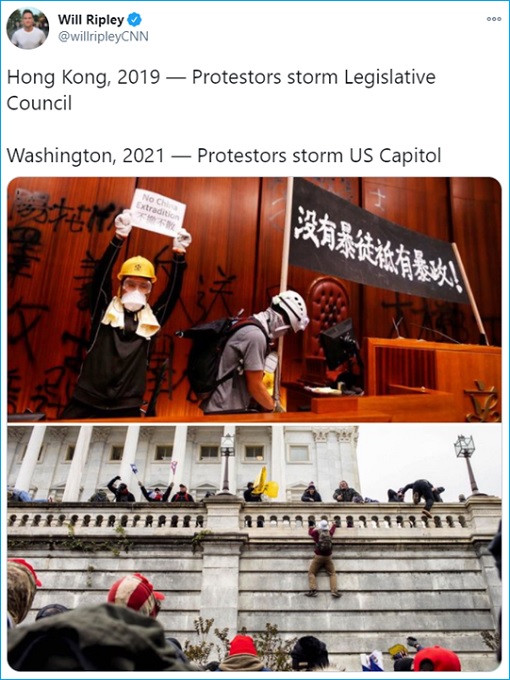 CNN Will Ripley - Hong Kong 2019 Protestors vs Washington 2021 Protestors - Photos