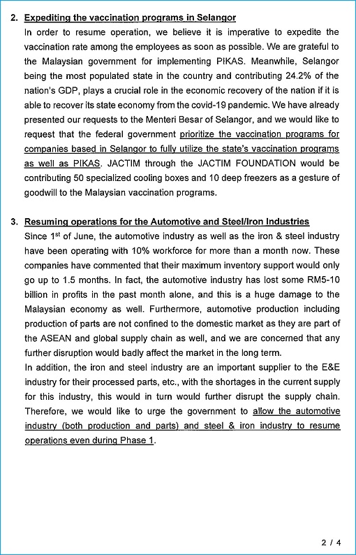 Japanese Chamber of Trade and Industry Malaysia JACTIM - Letter of Complaint of Covid-19 SOP Confusion - Page 2