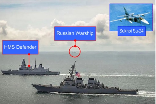 Russia-Britain Confrontation - Warning Shot and Su-24 Drops Bombs - HMS Defender