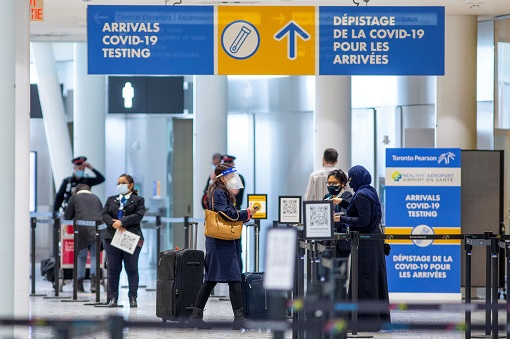 Coronavirus - Omicron Variant - Airport Arrival Testing Area