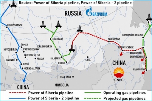China-Russia Power of Siberia Pipeline - Map
