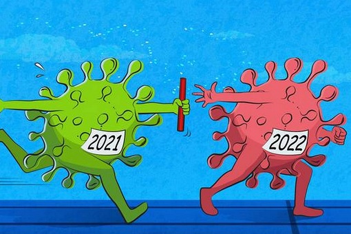 Coronavirus - Covid-19 Pass Baton from 2021 to 2022
