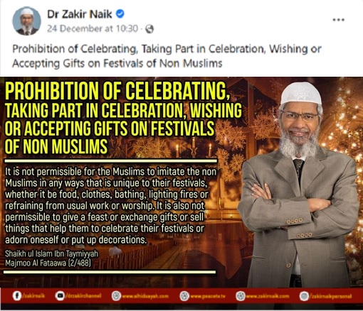 Zakir Naik - Prohibition - Christmas