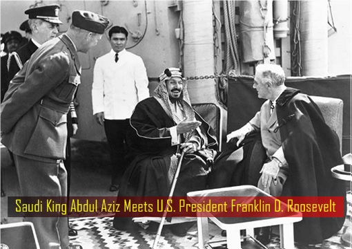 Saudi King Abdul Aziz Meets US President Franklin D Roosevelt