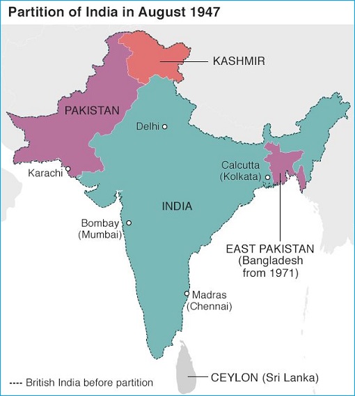 India-Pakistan Partition 1947 - Map