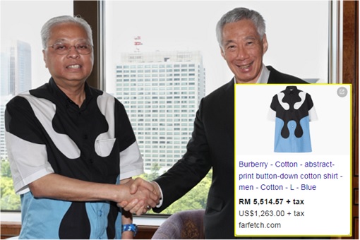 Ismail Sabri and Lee Hsien Loong - Burberry Designer Shirt RM5500