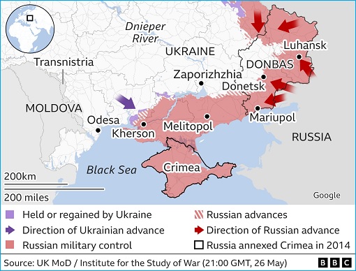 Ukraine War - Russian Advance - Map