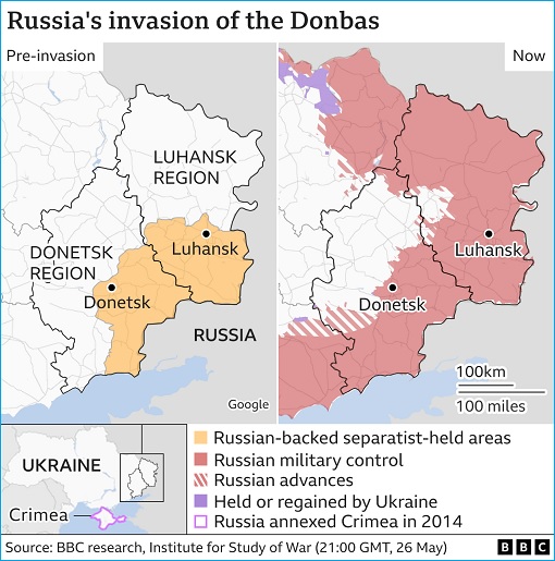 Ukraine War - Russian Invasion of Donbas - Map