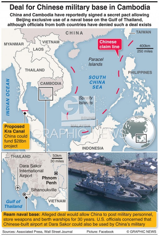 Cambodia - Ream Naval Base and Dara Sakor Airport - Map