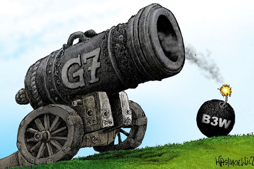G7 - Build Back Better World B3W - Rhetoric - Cartoon