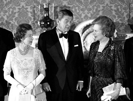 Queen Elizabeth II - British PM Margaret Thatcher and US President Ronald Reagan
