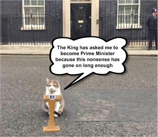 Truss Resigns - King Appoint Larry The Cat As British Prime Minister
