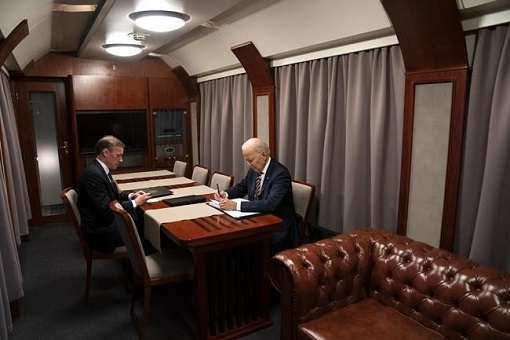 President Joe Biden Visit Ukraine - Inside Train