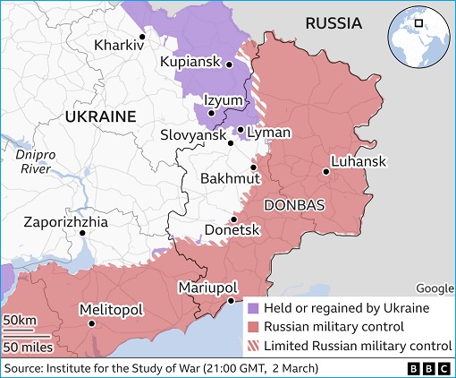 Ukraine War - Map - 2March2023