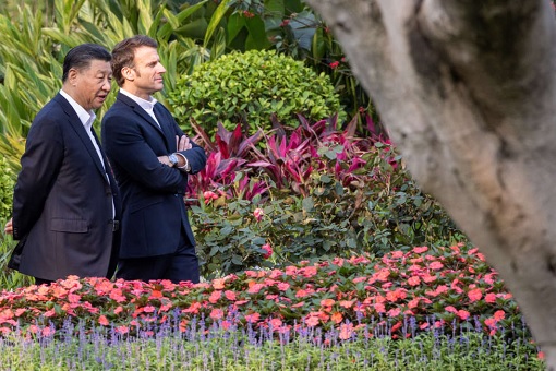 China President Xi Jinping and France Emmanuel Macron - Chinese Garden