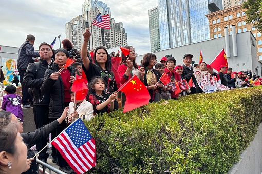 President Xi Jinping - APEC San Francisco 2023 - Supporters With China Flags