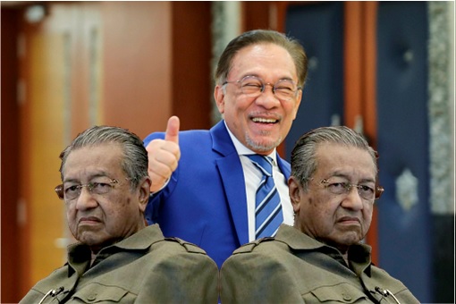 Anwar Ibrahim Laughing - Mahathir Mohamad Angry Mad