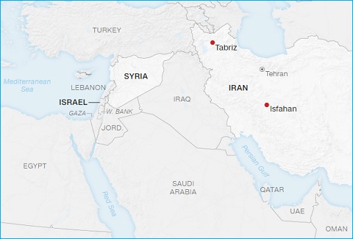 Israel Attacks Iran - Map
