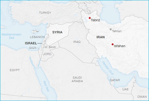 Israel Attacks Iran - Map