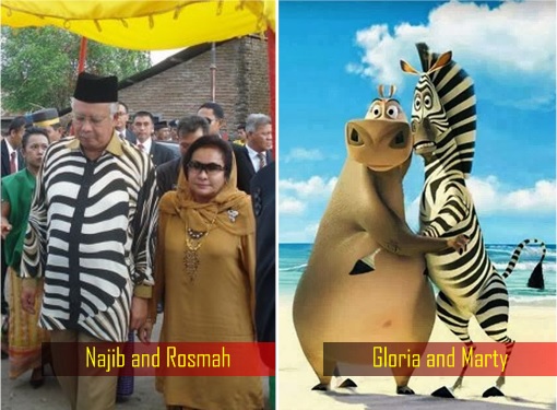 Najib Razak and Rosmah Mansor - Madagascar Hippo Gloria and Zebra Marty