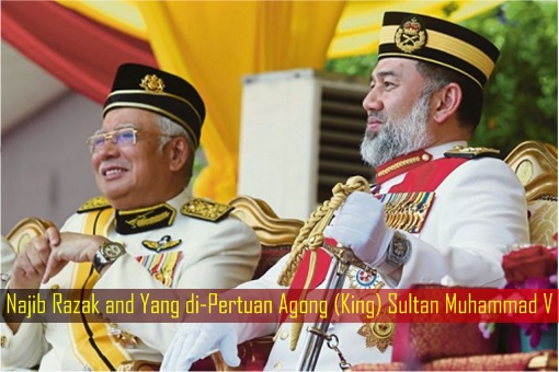 Najib Razak and Yang di-Pertuan Agong - King - Sultan Muhammad V