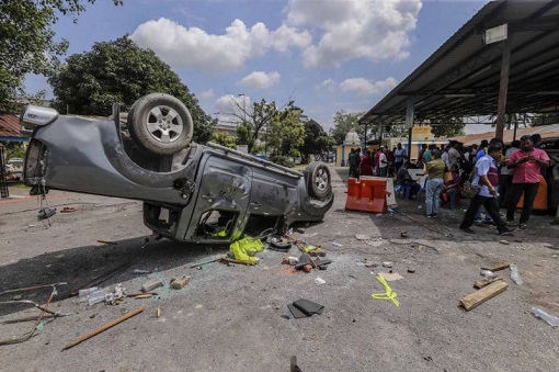 Subang Jaya Sri Maha Marianmman Temple Riot - Car Wreckage