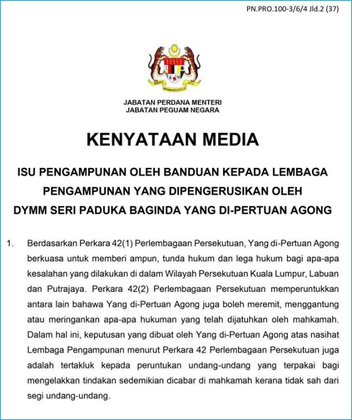 Attorney General Chamber Statement on House Arrest - Page 1
