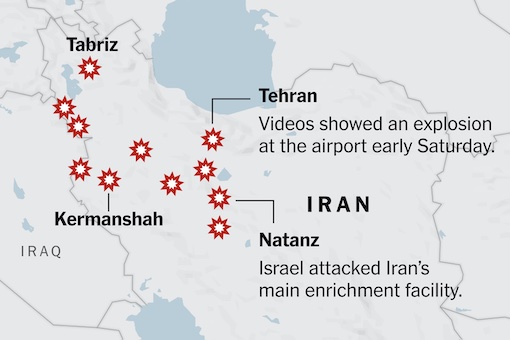 Israel Attack Iran - Nuclear Facilities Hit - Map