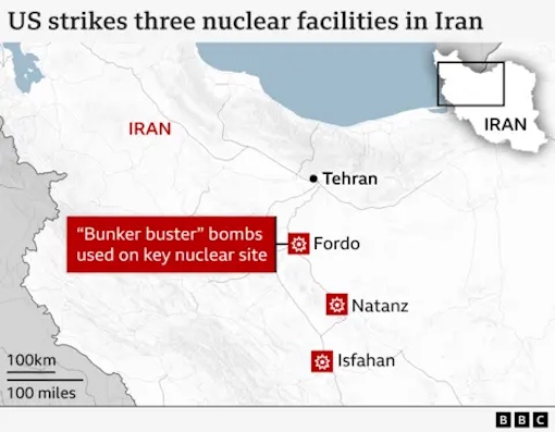 Operation Midnight Hammer - Iran Nuclear Sites Obliterated - Map
