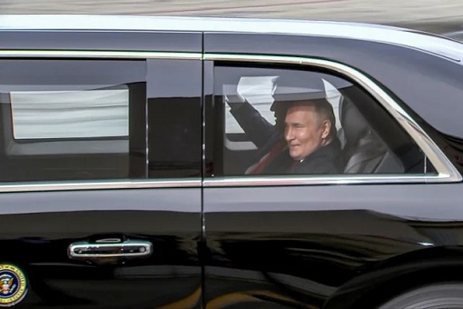 Alaska Summit - Vladimir Putin Riding The Beast with Donald Trump - Smiling
