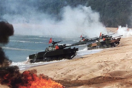 China Invasion of Taiwan - Tanks at Beach