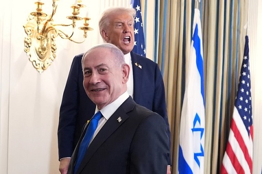 US President Donald Trump and Israel Prime Minister Benjamin Netanyahu - Smiling