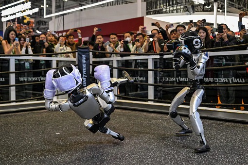 Robot Boxing - Remote-controlled Robots by Unitree Robotics in a Boxing Match in Shanghai