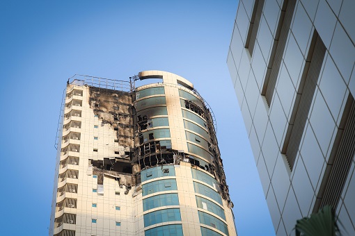 Iran Attack Dubai Building Damaged