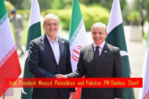 Iran President Masoud Pezeshkian and Pakistan PM Shehbaz Sharif