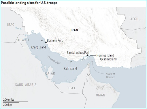 Iran War - Possible Landing Sites of Iran Islands by US Marines