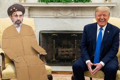 Oval Office - Iran Supreme Leader Cardboard Mojtaba Khamenei Meets US President Donald Trump