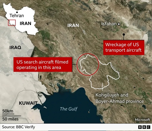 US Search and Rescue Operation For F-15 Pilot - Map