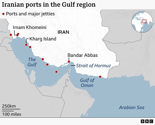 Iran War - US F-35 Strikes Iran Bandar Abbas - Map