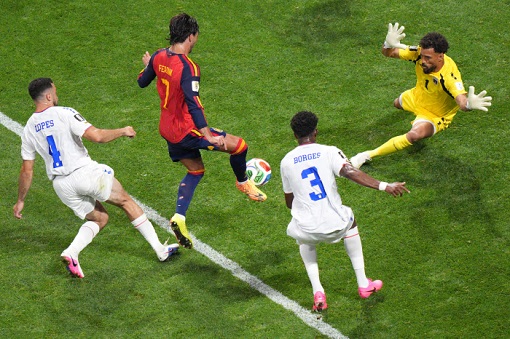 FIFA World Cup 2026 - Cape Verde Goalkeeper Vozinha Saves A Shot by Spain Ferran Torres